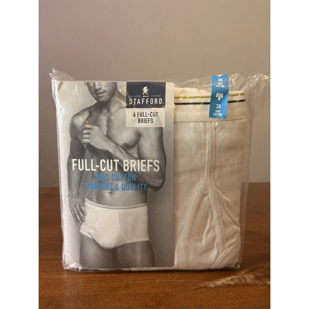 Stafford Full-Cut Briefs 6 Pack 100% Cotton Size: 38